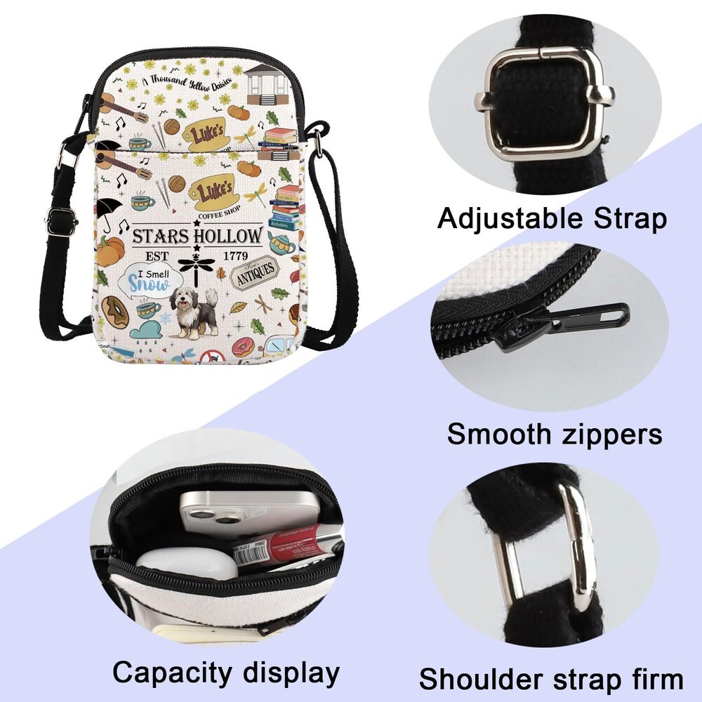 4385 Stars Hollow TV Show Inspired Crossbody Purses Bag Lukes Diner Gift - Picture 6 of 6